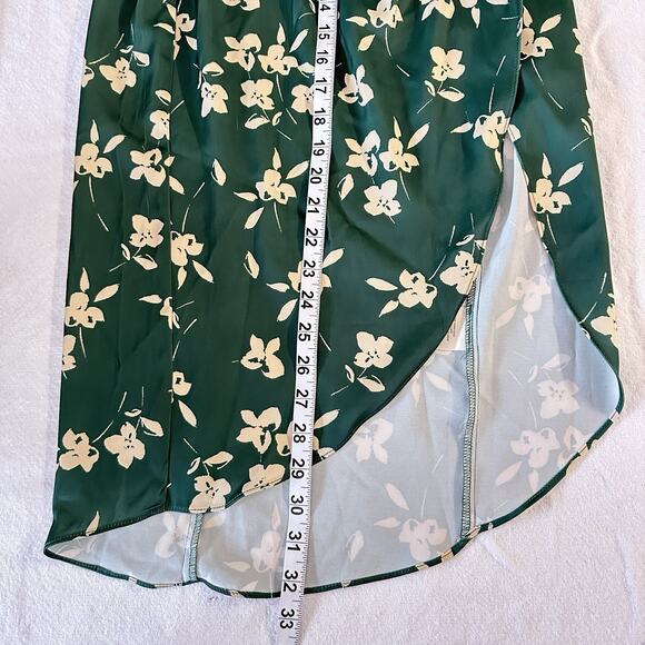 Urban Outfitters Kelly Tulip Faux Wrap Satin Midi Skirt Women Size XS Green - Picture 8 of 8
